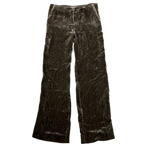 Fabiana Filippi Crushed Velvet Trouser Silk Blend Champagne Quiet Luxury Sz 44 - Picture 1 of 13